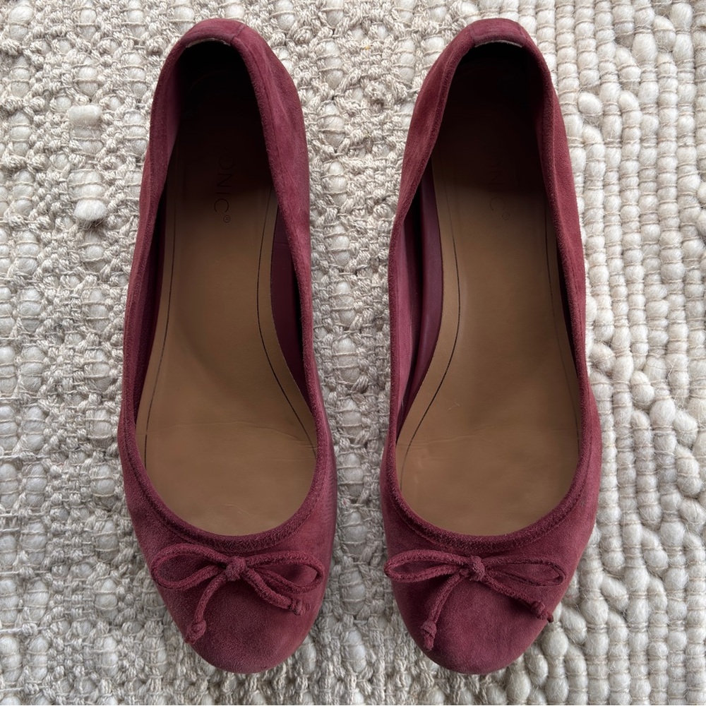 vionic callisto II shiraz suede bow ballet flats sz 11